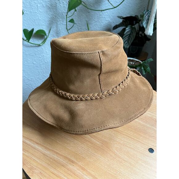 Minnetonka Brown Leather Fold Up Hat - Picture 3 of 7